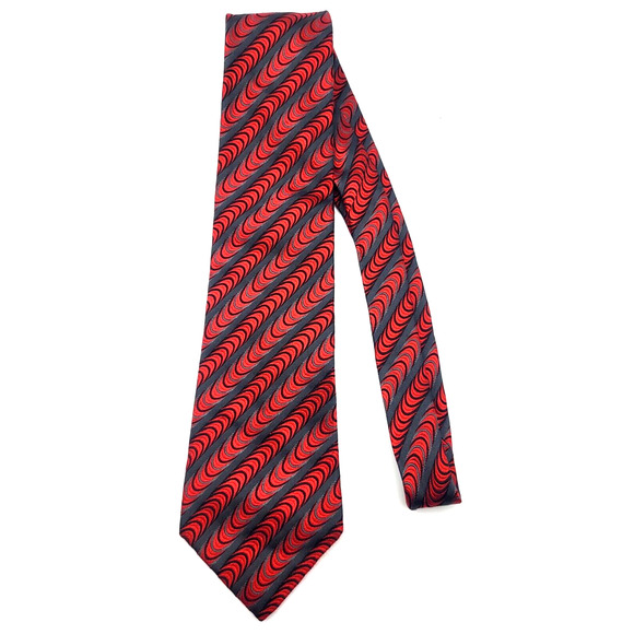 McAlister Apparel Silk Tie Red Black Diagonal Stripes Made in Italy 4" Wide 60" - Picture 1 of 6